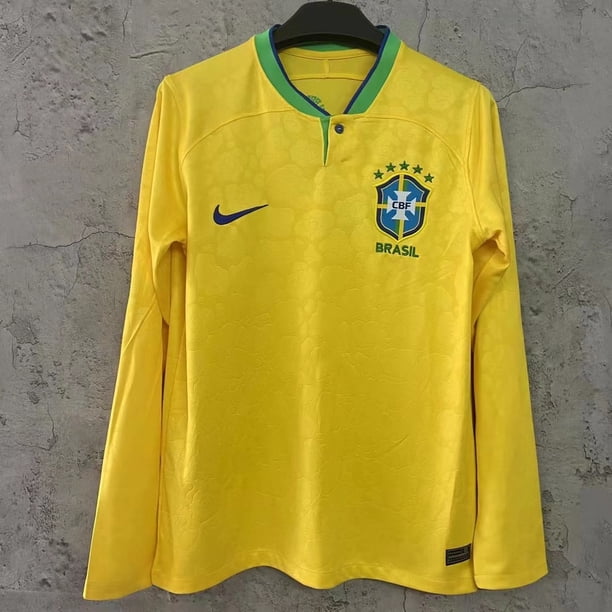 2223 Brasil Nuevo Estilo Equipo Nacional Casa Manga Larga Ventilador Versión Fútbol Ropa Deportiva S-5XL