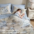 thumbnail image 5 of Regency Heights Cal King Size Comforter Sets, Beige/Blue Vintage Floral Bed in a Bag Cal King, 7 Pieces Bedding Comforter Set with Bed Sheets and Pillowcases, 5 of 11