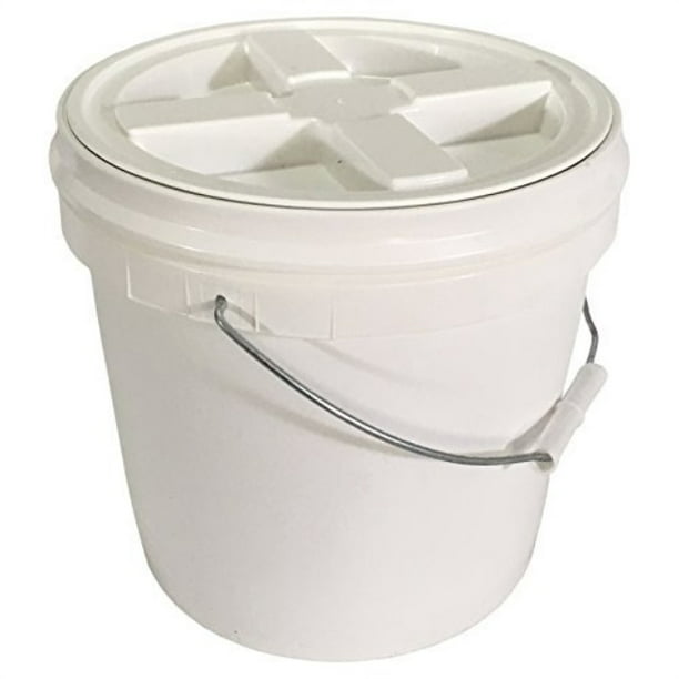 2 Gallon Food Grade Bucket with Easy Airtight Spin Off and Spin On Gamma Seal Lid Bundle Lid