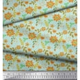 thumbnail image 3 of Soimoi Modal Satin Fabric Leaves & Aster Floral Decor Fabric Printed Yard 42 Inch Wide, 3 of 3
