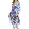 thumbnail image 3 of Sakkas Kristy Long Tall Lightweight Caftan Dress / Cover Up With V-Neck Jewels - Black White / Blue - One Size, 3 of 5