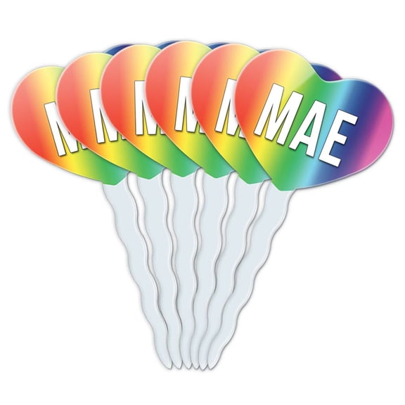 Mae Heart Love Cupcake Picks Toppers - Set of 6