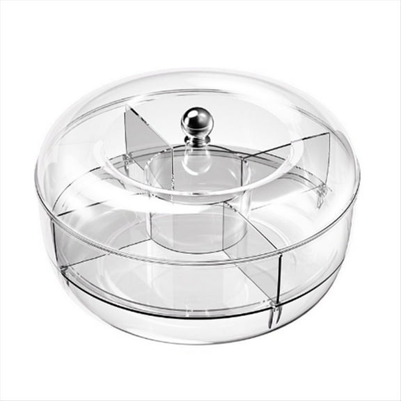 Rollbacks & More Chilled Veggie Fruit Tray Platter Divided Rotating Serving with Lid Snack Vegetable Chip and Dip Set