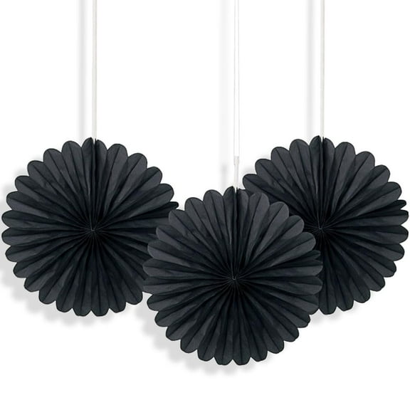 Unique Industries Black Halloween 6.0" Round Shaped Paper Hanging Pom Poms, 3 Count