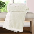 thumbnail image 3 of BNM Fleece Sherpa Reversible Lattice Blanket, Twin, Ivory, 3 of 8