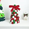 thumbnail image 4 of Christmas Pom Pom Tree Decoration, Red Green White Christmas Decorations Holiday Centerpiece with Ribbon Bow, Festive Home Decor for Winter Parties, Offices, and Mantels, 4 of 4