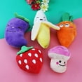 thumbnail image 6 of 5-Pack Plush Squeaky Dog Toys – Fruits & Vegetables Set for Small Dogs & Puppies – Soft Chew Toys for Teething & Play – Includes Strawberry, Banana, Carrot, Eggplant & Mushroom, 6 of 8