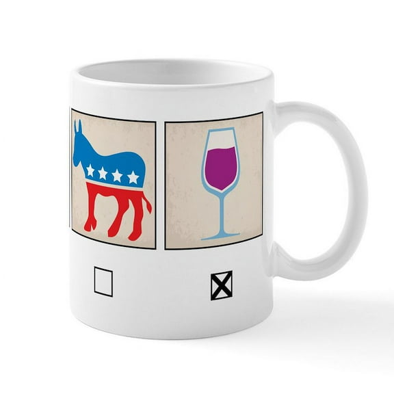 CafePress - I Vote Wine Mug - 11 oz Ceramic Mug - Novelty Coffee Tea Cup