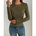 thumbnail image 3 of PRETTYGARDEN Women's Tops Fall Fashion Long Sleeve Crewneck Blouse Slim Fit Textured Basic Knit T Shirt Y2k Clothes, 3 of 9