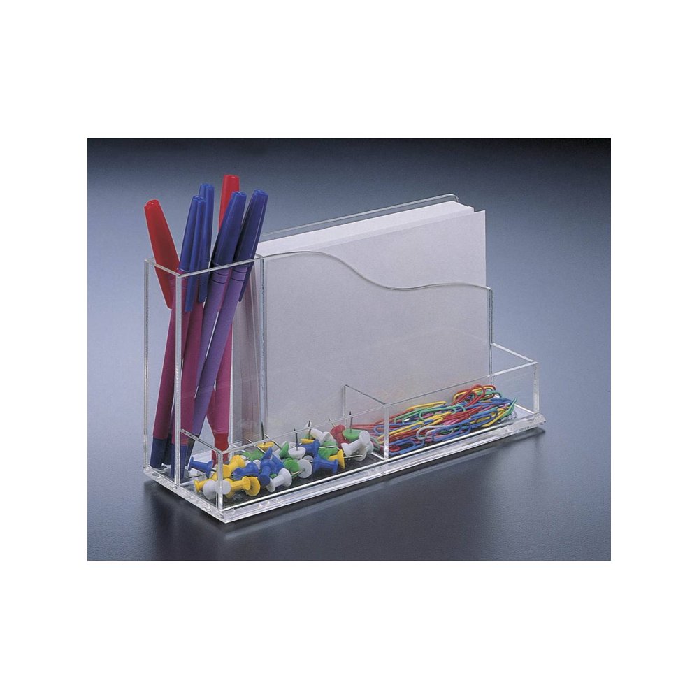 Acrylic Lucite Desk Organizer w/ 4 X 6 Memo Pad Holder w/ paper
