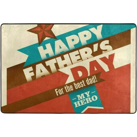 SKYSONIC Area Rug Pad Retro Father's Day Card Nursery Rugs Floor Mat for Kids Playing Room Living Room Bedroom 6' x 4' (72 x 48 inch)