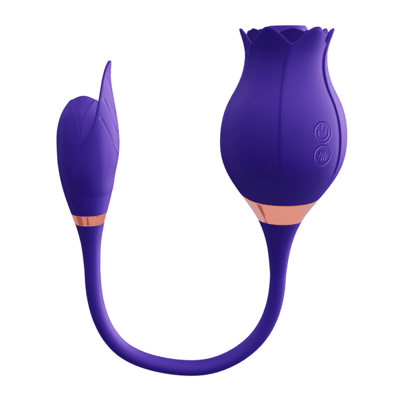 Rose Clitoral Nipple Sucker with Licking Tail Stimulator Sex Toy in Purple