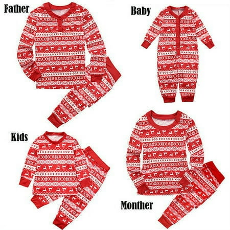 

ZOELNIC 2Pcs Family Causal Red Deer Pajamas Set Dad Mom Kids Baby Christmas Sleepwear Nightwear Tops Pants Outfits