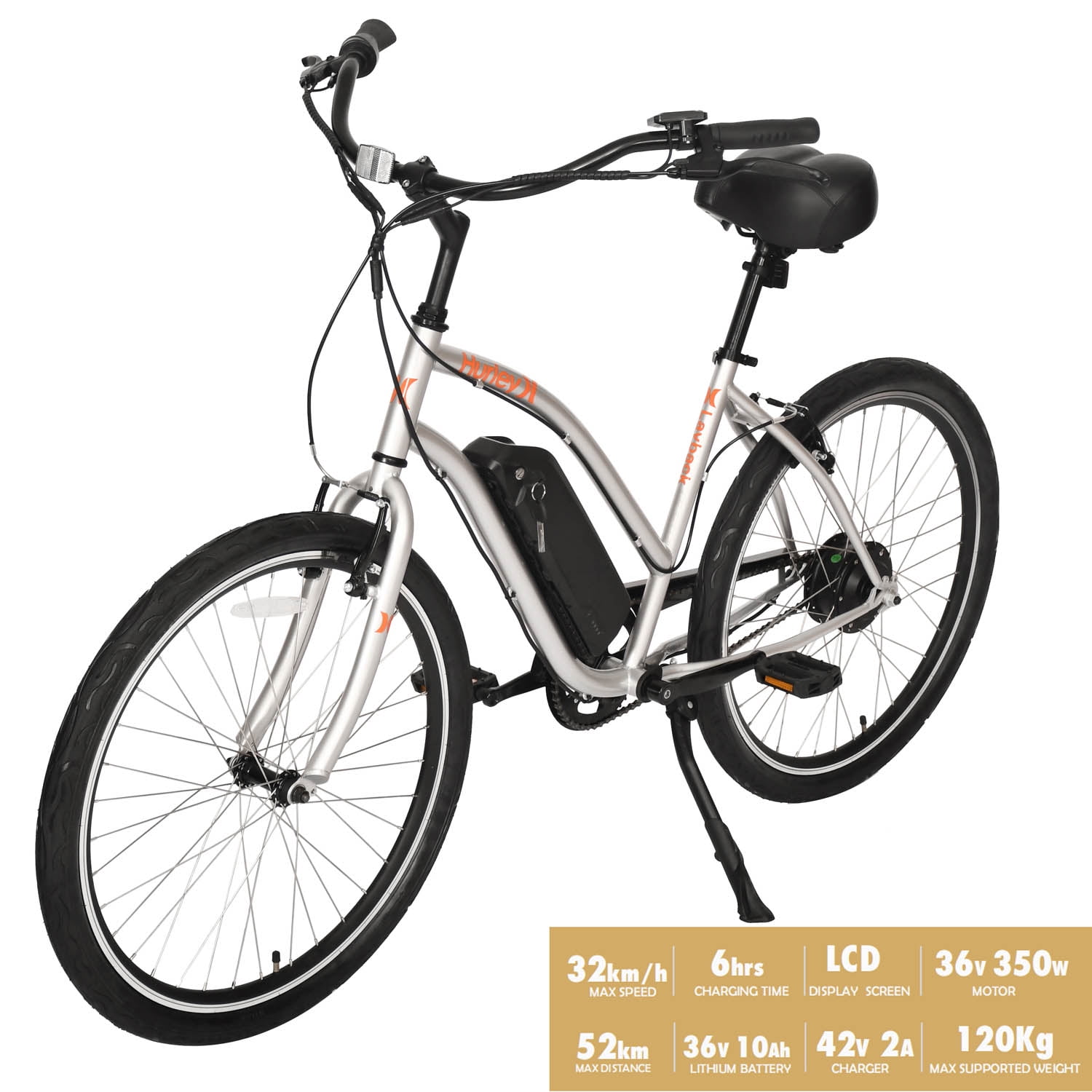 Hurley Layback 26" Electric Bike 350W 36V/10Ah LiIon Battery 20MPH E