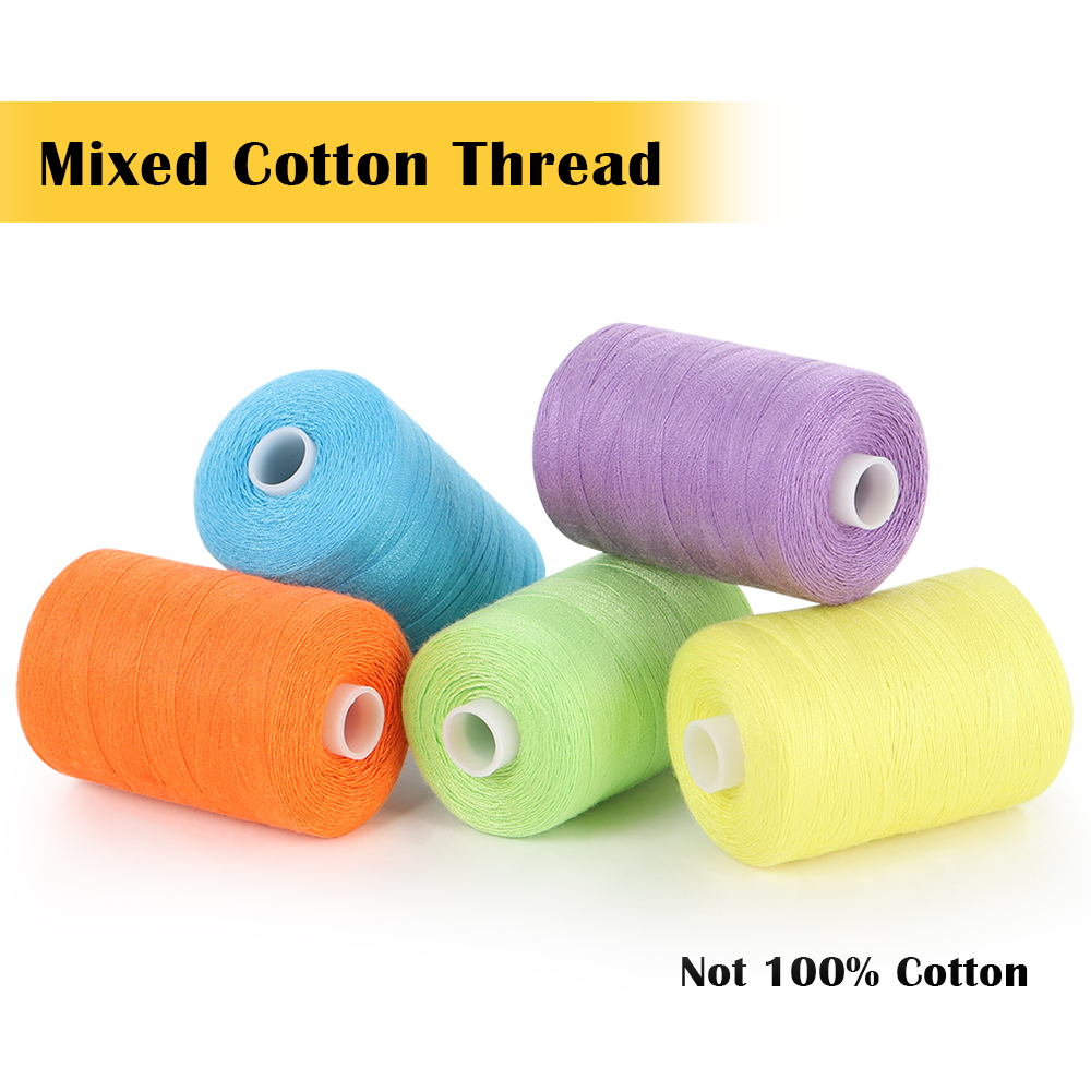 Sewing Thread Sets-5 Color Spools Thread Mixed Cotton, 1000 Yards Sew Kit Thread