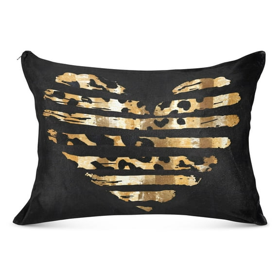 Leopard Heart Plush Pillow Cases Standard Size Ultra Soft Warm Pillowcases with Zipper 20"x26"
