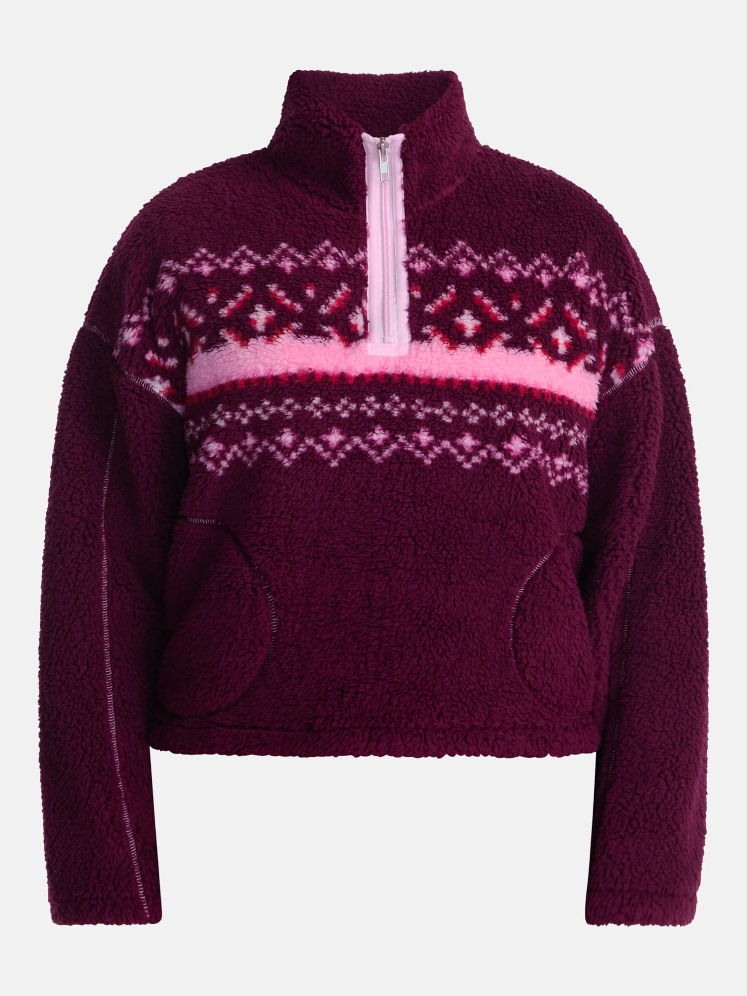 No Boundaries Faux Shearling Plush Pullover, Women's & Women’s Plus XXS-4X