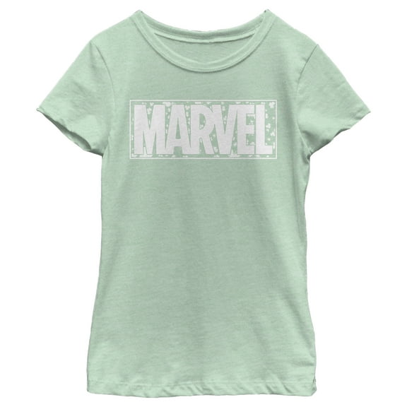 Girl's Marvel St. Patrick's Day Shamrock Marvel Logo Graphic Tee Mint X Large