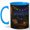 Blue, variant on City Balcony Night 11oz Ceramic Mug, Candle Lantern Terrace Art