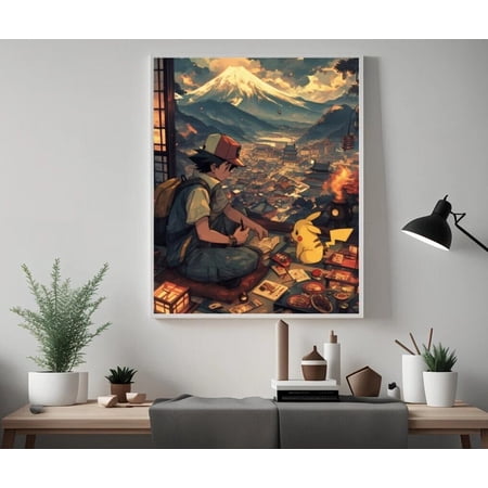 POSTER Ash and Pikachu, Pokemon, Anime Poster, High Quality, Printable Wall Art-8x12-UNFRAMED