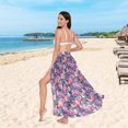 thumbnail image 6 of FORMRS Womens Long Sarong Beach Wrap Semi-Sheer Bikini Skirt Bathing Swimsuit Cover Up, Soft Pinks Flowers, 6 of 7