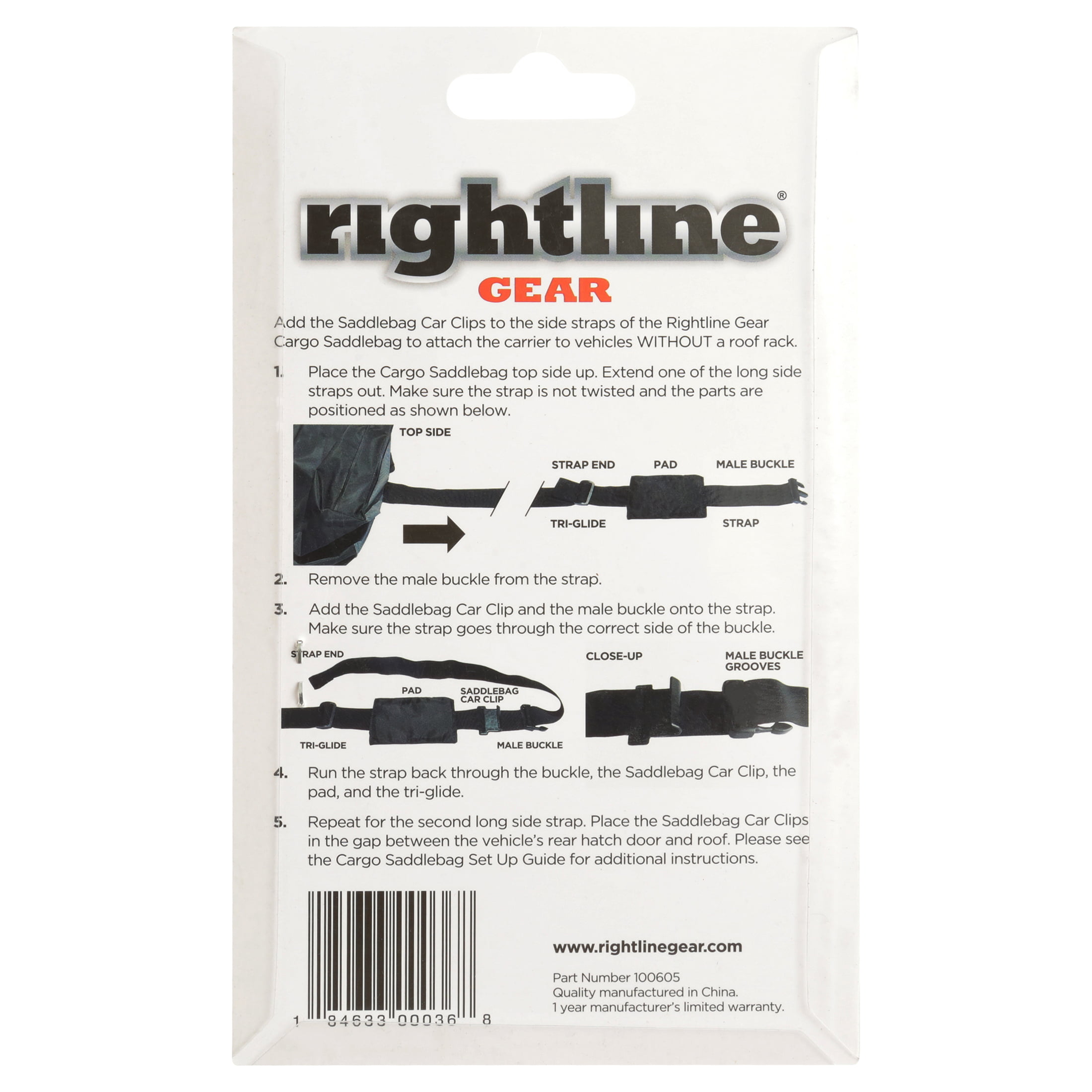 Rightline Gear 100605 Saddlebag Car Clips for Vehicles without Roof Rack