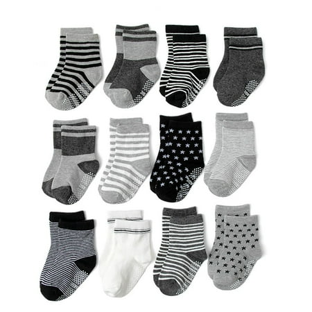 

Boys Striped Floor Socks Baby Anti-Slip Socks Children s Socks 14-16 12 PCS