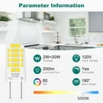 thumbnail image 2 of G8 LED Bulb Dimmable, Equivalent to G8 Halogen Bulb 20W, Daylight White 5000K, 2W, 120V, T4 JCD Type Bi-Pin Base Light Replacements for Under Cabinet, Puck Light, 10-Pack, 2 of 9