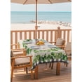 thumbnail image 2 of Outdoor Tablecloth with Umbrella Hole for Patio/Picnic/Party/Camping, Spring Eucalyptus Leaves Waterproof Table Cloth Rectangle Table Cover Washable, Farmhouse Botanical Burlap Paid (60"x 102"), 2 of 8