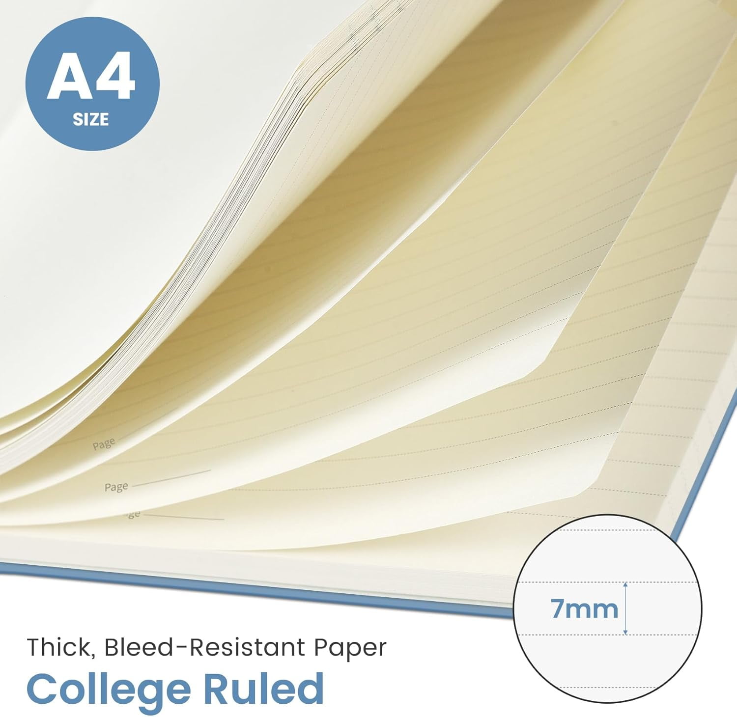 PrimeCook Shop Spiral Lined Notebook, 8.5"x11" Notebooks for Work, Large A4 Journal for Women & Men, College Ruled Journaling Notebook for Writing, Plastic Cover Spiral Journal, Blue