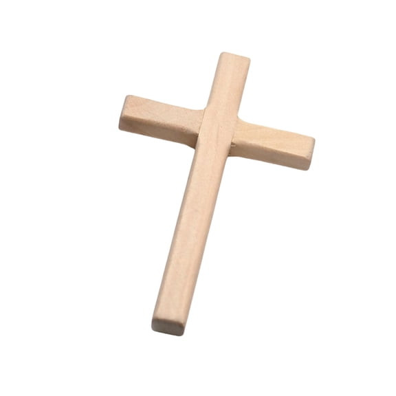 Beige Solid Wood Cross Tabletop Decoration Natural Wood Tone For Easter Church Supplies Home Or Office Decor