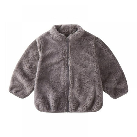 

Toddler Boys Girls Warm Fleece Jacket Coat Zipper Solid Color Sweater Outwear Fall Winter Clothes Cardigan