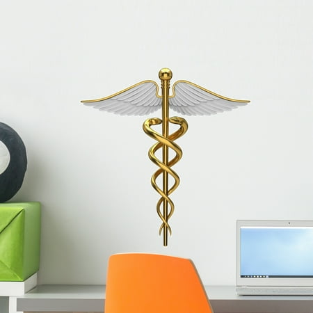 - Golden Caduceus Medical Symbol Wall Decal by Wallmonkeys Peel and Stick Graphic (18 in H x 18 in W) WM7791