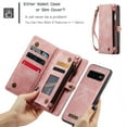 thumbnail image 6 of For Samsung Galaxy S10 Plus Wallet Case,Multi-Functional Retro Leather Purse Flip Cover Zipper Wallet Case with Removable Card Slots Pocket & Detachable Wrist Strap Magnetic Phone Case, Pink, 6 of 9