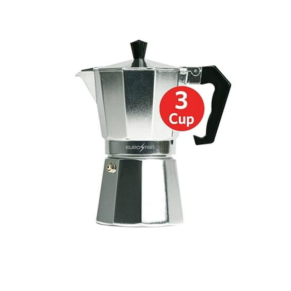 EUROSTAR SEM303 3-Cup Stovetop Espresso Maker, Silver