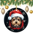 thumbnail image 2 of Christmas Ceramic Ornament Cute Peeking Dog Yorkie in Santa Hat Snowflake Xmas 2024 Ornament Dog Lovers Gift Xmas Tree Decoration Holiday Present, 2 of 8