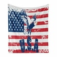thumbnail image 1 of United States Soft Flannel Fleece Throw Blanket, Grunge Looking American National Flag Eagle and USA Print, Cozy Plush for Indoor and Outdoor Use, 70" x 90", Navy White Red, by Ambesonne, 1 of 6