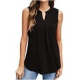 thumbnail image 2 of OKBOP Mock Neck Tops for Women,V-Neck Summer Sleeveless Casual Fashion Striped T-Shirt White Blouse for Women Cute Shirts, 2 of 6
