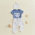 thumbnail image 5 of CAUYDY Newborn Going Home Outfits Boy Preemie Baby Boys Clothing Romper Pants Hat 3PCS Layette Set Infant Fall Clothes 6-18Months (Sizes 6-12 Months,Navy), 5 of 9