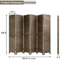 thumbnail image 2 of FDW Wood 6 Panel Room Divider Privacy Screen, 69" Tall, Light Brown, 2 of 7