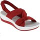thumbnail image 1 of Cómodas Pisos Ortopédicos Sandalias Planas La Boca Pescado Mujeres Sin Deslizamiento (12) Rojo, 1 of 2