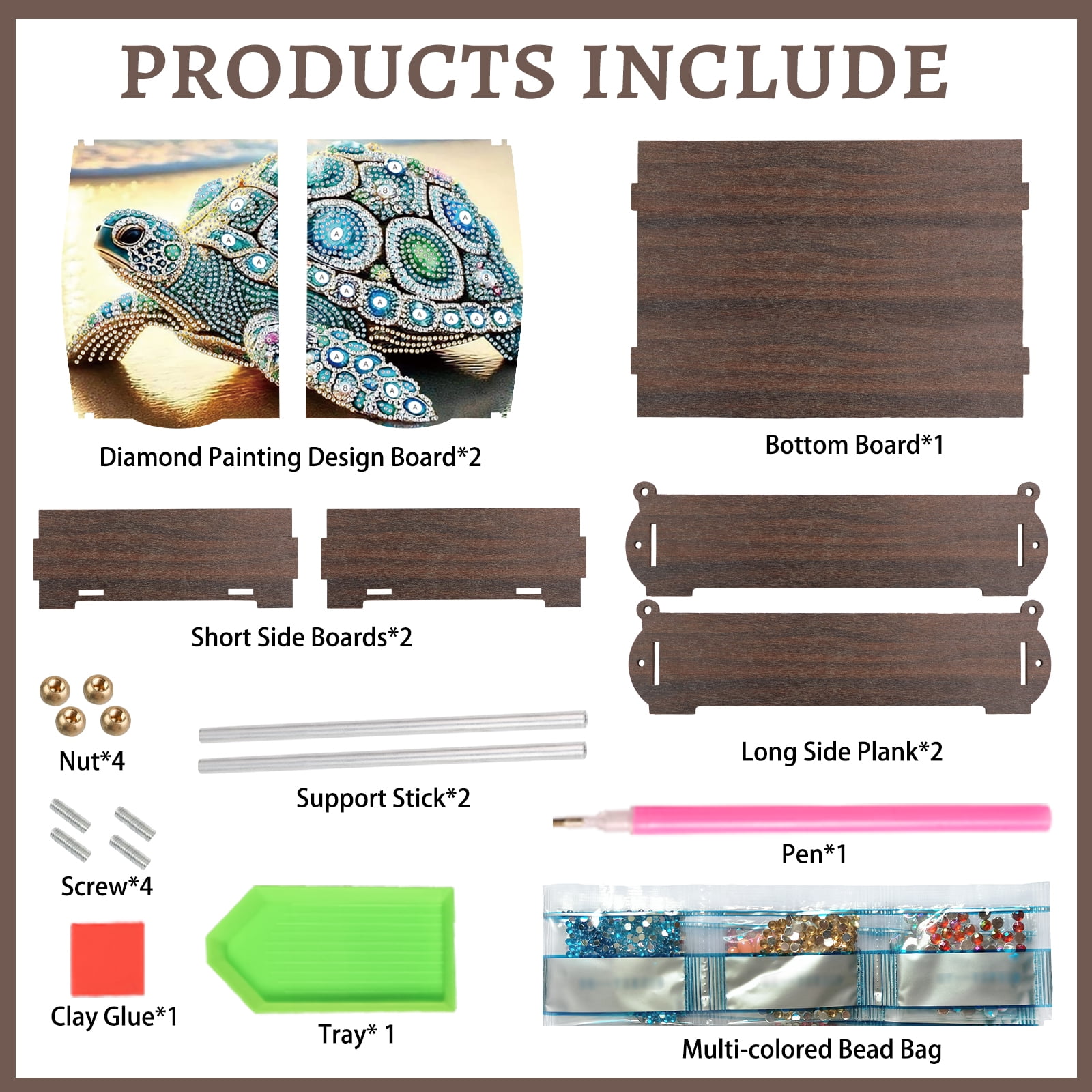 Diamond Painting Kit Storage Box, Turtle Shaped DIY Multi Purpose Craft Storage Box, Ideal for Home Offices and Holiday Gifts