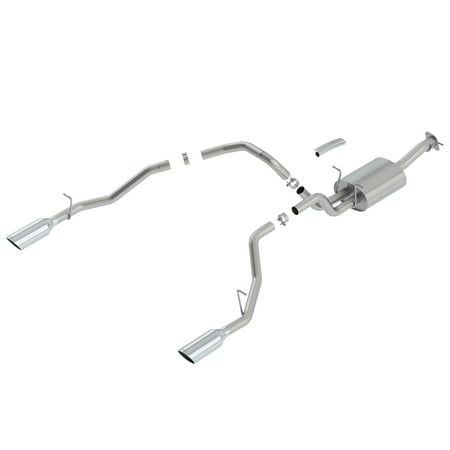 Borla 140752 S-Type Cat-Back Exhaust System; 3 in. Into 2.50 in.; Incl. Muffler Assy/LH Cross-Over Pipe/LH-RH Tailpipes/5x15.25 in. Round Rolled Angle-Cut Tips; Single Split Rear Exit;