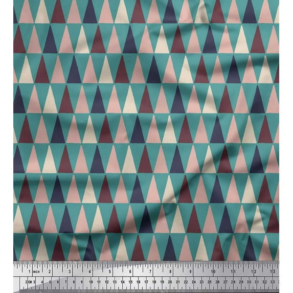 Soimoi Blue Georgette Viscose Fabric Triangle Geometric Fabric Prints By Yard 42 Inch Wide