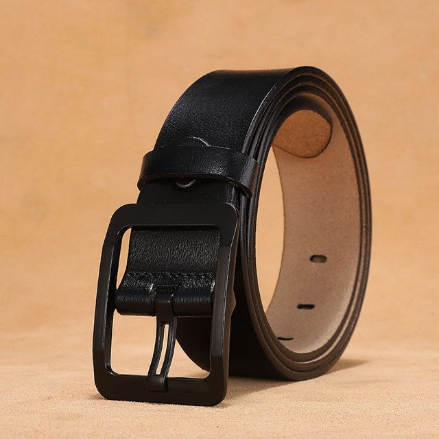 Cinturón de cuero para hombre, cinturón de piel de vaca auténtica, cinturón casual con hebilla de alfiler para hombre Joker, moda sencilla