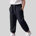 thumbnail image 2 of kpoplk Boys Cargo Pants Cotton Casual Pants Elastic Waist Hiking School Uniform Sweatpants Joggers(Black,11-12 Y), 2 of 7