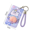thumbnail image 2 of Student Portable Double-sided pattern Cartoon Bank Card Bus Card Push pull card sleeve Keychain Peach butt Card Holder WHITE, 2 of 8