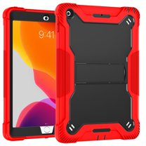 Dteck Case for Apple iPad 8th Generation 10.2" (2020),Shockproof Rubber Armor 3-Layer Protection iPad 7th Gen 10.2-inch 2019 Case Hybrid Hard Kicstand Cover without Screen Protector,Red