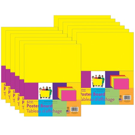 UCreate Neon Poster Board 5 Assorted Colors 11" x 14" 5 Sheets Per Pack 12 Packs (PACMMK04506-12)