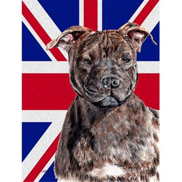 Carolines Treasures SC9882CHF Staffordshire Bull Terrier Staffie avec l'Union Anglaise Jack Drapeau Britannique Drapeau Toile Maison Taille